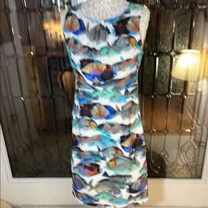 Colorful Fish Print Sleeveless Dress